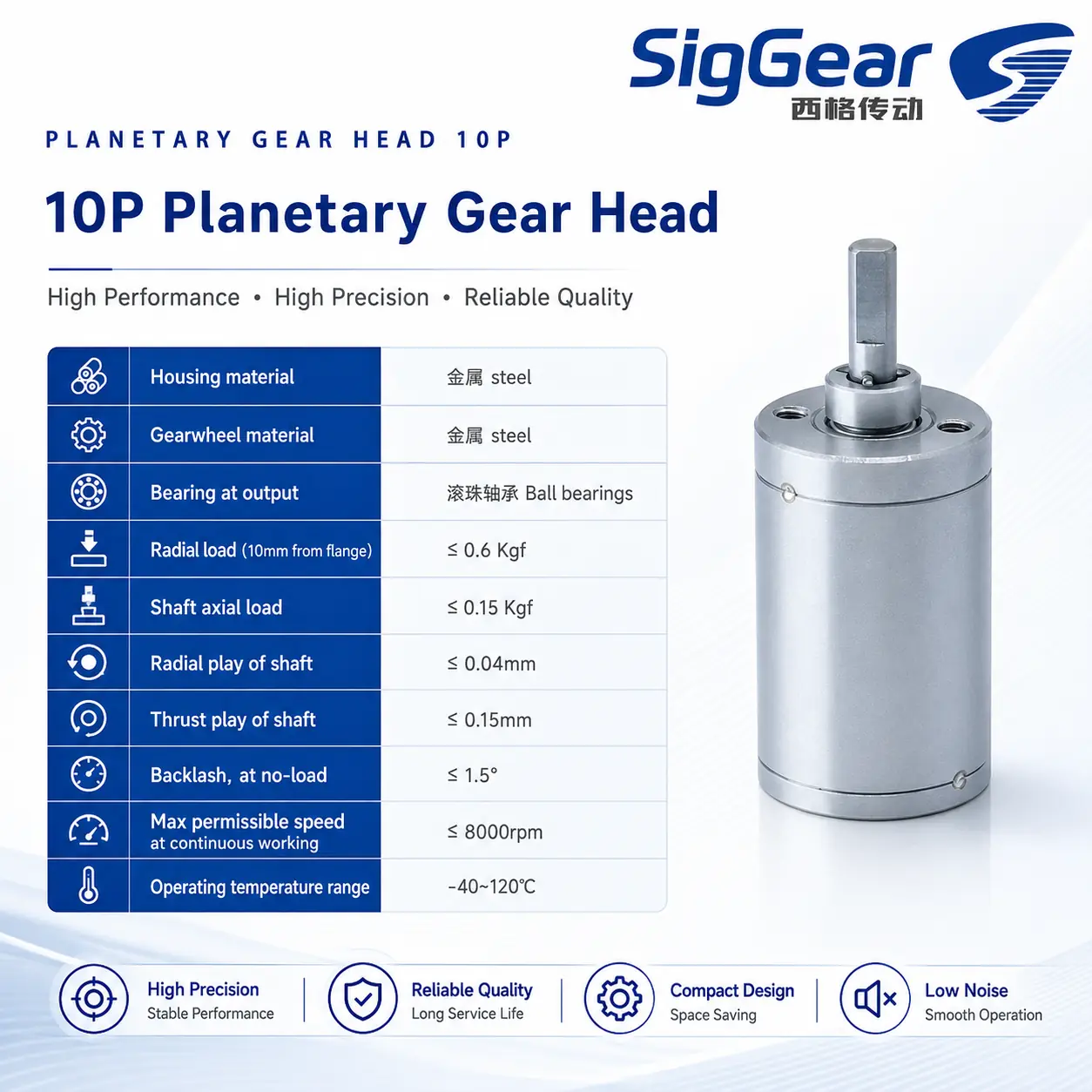 10P planetary gearbox mechanical details and operating limits