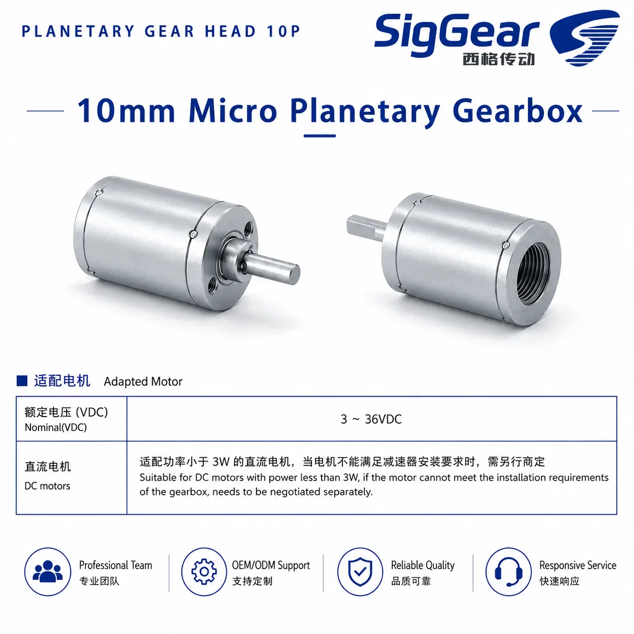 10P gearbox adapted-motor information