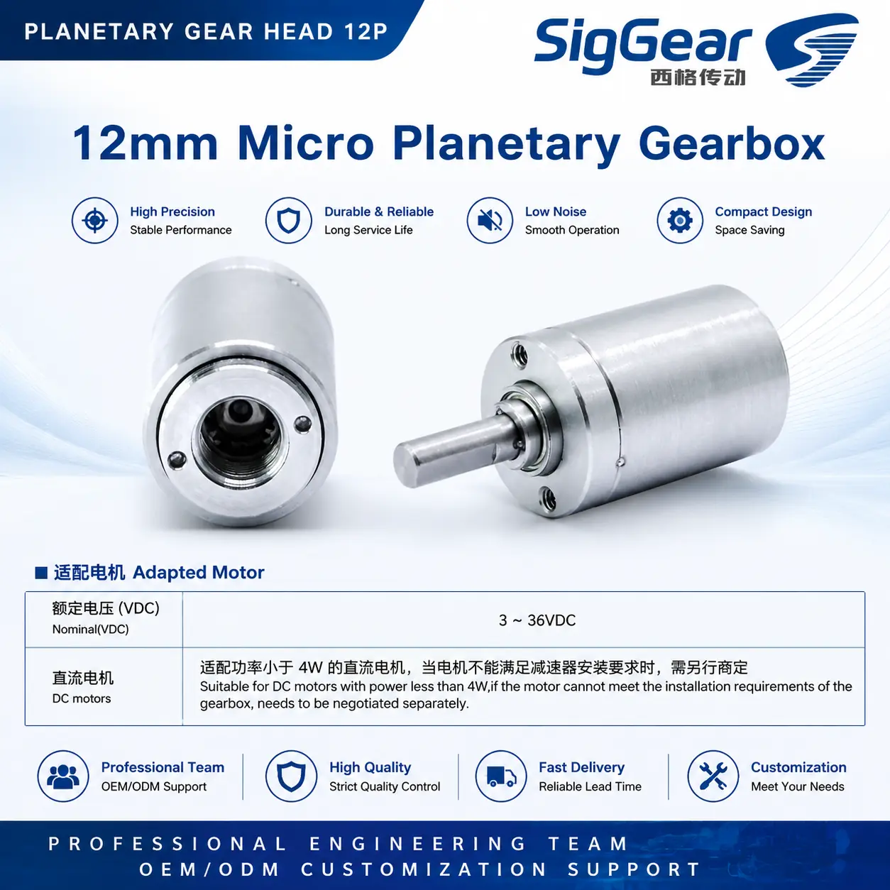 12P gearbox adapted-motor information