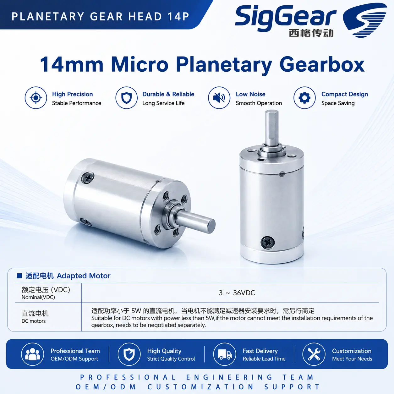 14P gearbox adapted-motor information