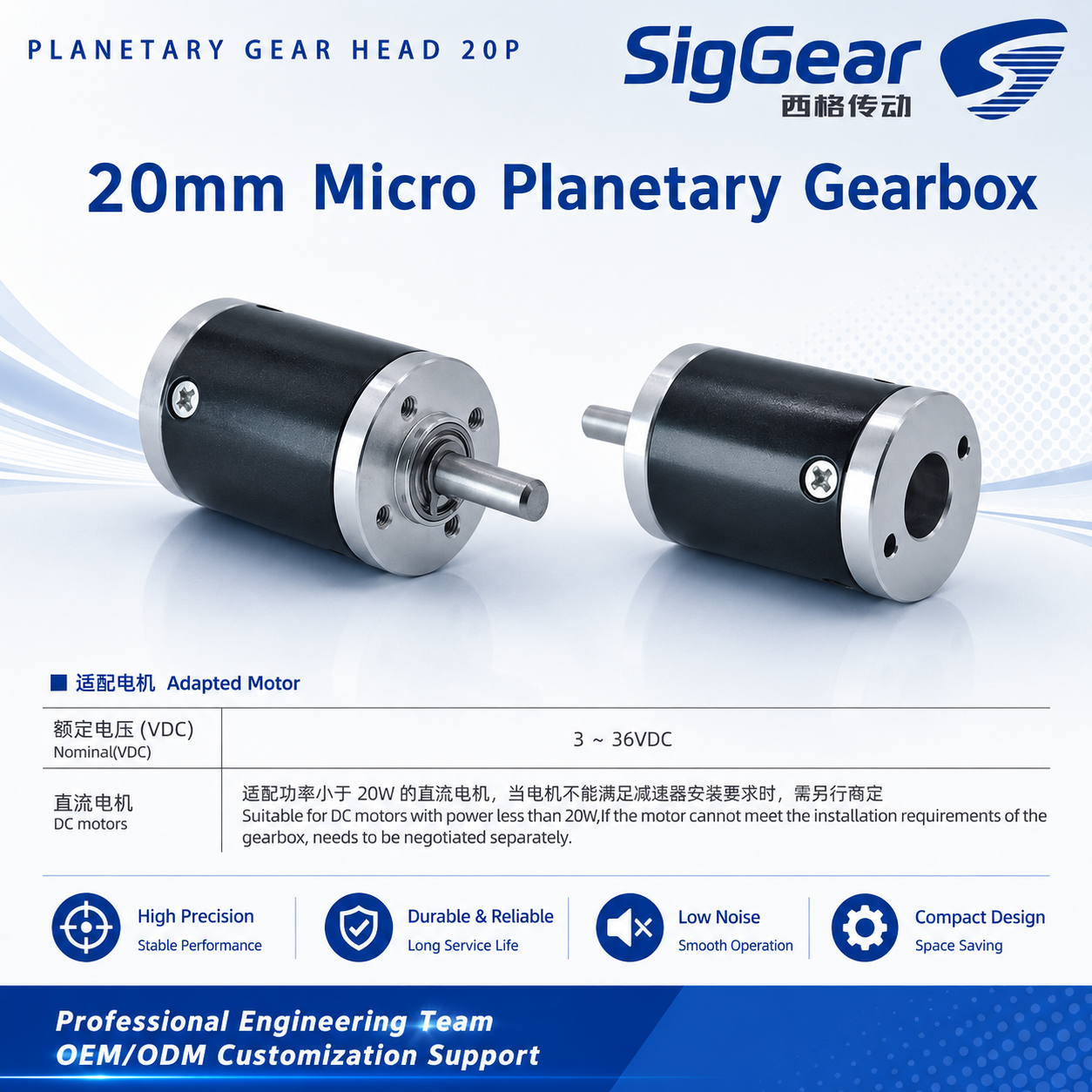 20P gearbox adapted-motor information