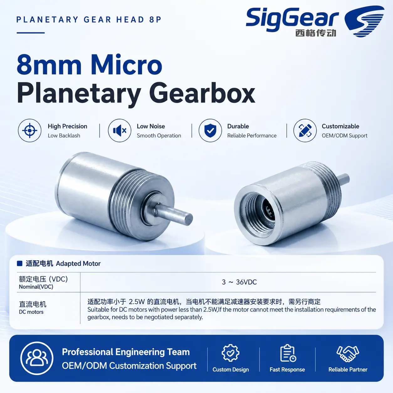 8P gearbox adapted-motor information